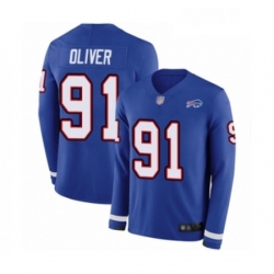 Buffalo Bills 91 Ed Oliver Limited Royal Blue Therma Long Sleeve Football Jersey