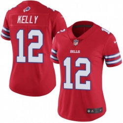 Women's Buffalo Bills 12 Jim Kelly Elite Red Rush Vapor Untouchable NFL Jersey