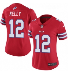 Women's Buffalo Bills 12 Jim Kelly Limited Red Rush Vapor Untouchable NFL Jersey
