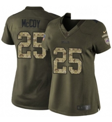 Women's Buffalo Bills 25 LeSean McCoy Elite Green Salute To Service NFL Jersey