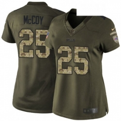Women's Buffalo Bills 25 LeSean McCoy Elite Green Salute To Service NFL Jersey