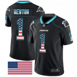 Carolina Panthers 1 Cam Newton Limited Black Rush USA Flag NFL Jersey