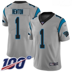 Carolina Panthers 1 Cam Newton Silver Stitched Football Limited Inverted Legend 100th Season Jersey