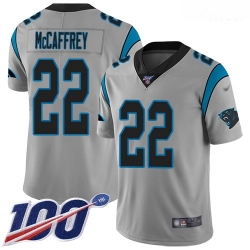 Carolina Panthers 22 Christian McCaffrey Silver Stitched Football Limited Inverted Legend 100th Season Jersey