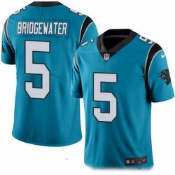 Carolina Panthers 5 Teddy Bridgewater Blue Stitched NFL Limited Rush Jersey
