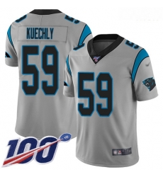 Carolina Panthers 59 Luke Kuechly Silver Stitched Football Limited Inverted Legend 100th Season Jersey