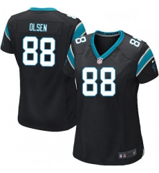 Women's Carolina Panthers 88 Greg Olsen Game Black Team Color NFL Jersey