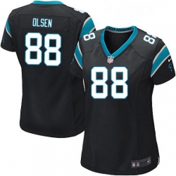 Women's Carolina Panthers 88 Greg Olsen Game Black Team Color NFL Jersey