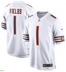 Chicago Bears 1 Justin Fields White 2021 NFL Draft First Round Pick Game Jersey