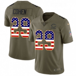 Chicago Bears 29 Tarik Cohen Limited OliveUSA Flag Salute To Service NFL Jersey