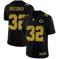 Chicago Bears 32 David Montgomery Leopard Print Fashion Vapor Limited NFL Jersey Black