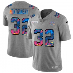 Chicago Bears 32 David Montgomery Multi Color 2020 NFL Crucial Catch NFL Jersey Greyheather
