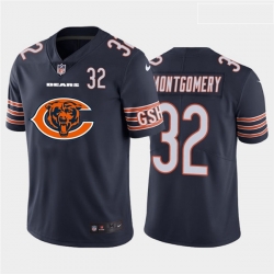 Chicago Bears 32 David Montgomery Navy Team Big Logo Number Vapor Untouchable Limited Jersey