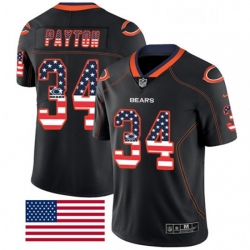 Chicago Bears 34 Walter Payton Limited Black Rush USA Flag NFL Jersey