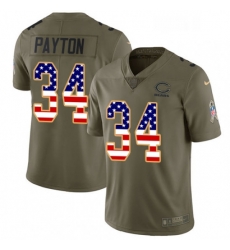 Chicago Bears 34 Walter Payton Limited OliveUSA Flag Salute To Service NFL Jersey Chicago Bears 34 Walter Payton Limited OliveUSA Flag Salute To Service NFL Jersey