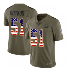 Chicago Bears 51 Dick Butkus Limited OliveUSA Flag Salute To Service NFL Jersey