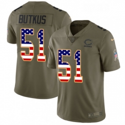 Chicago Bears 51 Dick Butkus Limited OliveUSA Flag Salute To Service NFL Jersey