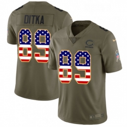 Chicago Bears 89 Mike Ditka Limited OliveUSA Flag Salute To Service NFL Jersey