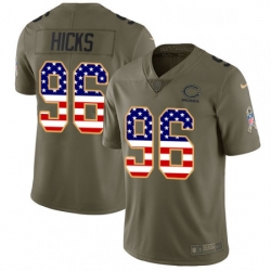 Chicago Bears 96 Akiem Hicks Limited OliveUSA Flag Salute To Service NFL Jersey