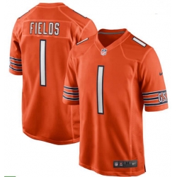 Justin Fields Orange Chicago Bears 2021 NFL Draft First Round Pick Alternate Game Jersey