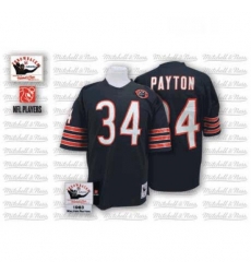 Mitchell And Ness Chicago Bears 34 Walter Payton Blue Team Color Big Number With Bear Patch Authentic Throwback NFL Jersey