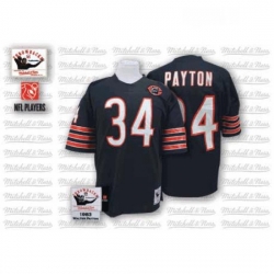 Mitchell And Ness Chicago Bears 34 Walter Payton Blue Team Color Big Number With Bear Patch Authentic Throwback NFL Jersey