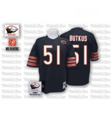 Mitchell And Ness Chicago Bears 51 Dick Butkus Blue Team Color Big Number With Bear Patch Authentic Throwback NFL Jersey