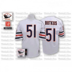 Mitchell And Ness Chicago Bears 51 Dick Butkus White Authentic Throwback NFL Jersey