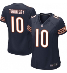 Women's Chicago Bears 10 Mitchell Trubisky Game Navy Blue Team Color NFL Jersey