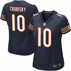 Women's Chicago Bears 10 Mitchell Trubisky Game Navy Blue Team Color NFL Jersey
