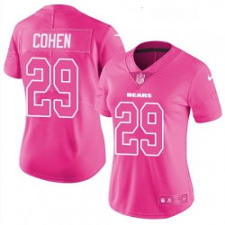 Women's Chicago Bears 29 Tarik Cohen Limited Pink Rush Fashion NFL Jersey