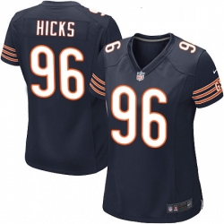 Women's Chicago Bears 96 Akiem Hicks Game Navy Blue Team Color NFL Jersey