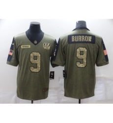 Cincinnati Bengals 9 Joe Burrow Camo 2021 Salute To Service Limited Player Jersey
