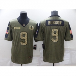 Cincinnati Bengals 9 Joe Burrow Camo 2021 Salute To Service Limited Player Jersey