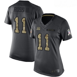Women's Cincinnati Bengals  11 John Ross III Black Stitched Football Limited 2016 Salute To Service Jersey