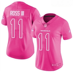 Women's Cincinnati Bengals  11 John Ross III Pink Stitched Football Limited Rush Fashion Jersey
