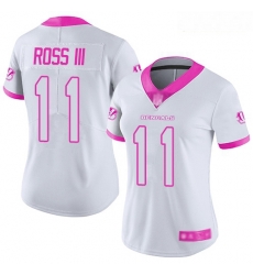 Women's Cincinnati Bengals  11 John Ross III White Pink Stitched Football Limited Rush Fashion Jersey