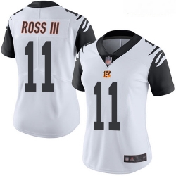 Women's Cincinnati Bengals  11 John Ross III White Stitched Football Limited Rush Jersey