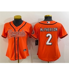 Women's Cincinnati Bengals 2 Evan McPherson Orange With Patch Cool Base Stitched Baseball Jersey