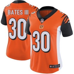 Women's Cincinnati Bengals  30 Jessie Bates III Orange Alternate Stitched NFL Vapor Untouchable Limited Jersey