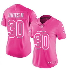 Women's Cincinnati Bengals  30 Jessie Bates III Pink Stitched NFL Limited Rush Fashion Jersey