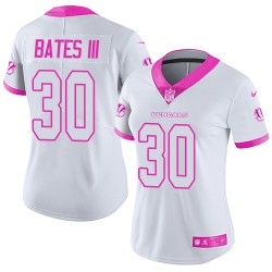 Women's Cincinnati Bengals  30 Jessie Bates III White Pink Stitched NFL Limited Rush Fashion Jersey