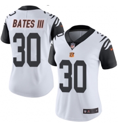 Women's Cincinnati Bengals  30 Jessie Bates III White Stitched NFL Limited Rush Jersey