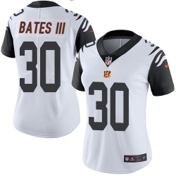 Women's Cincinnati Bengals  30 Jessie Bates III White Stitched NFL Limited Rush Jersey