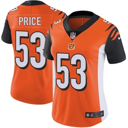 Women's Cincinnati Bengals  53 Billy Price Orange Alternate Stitched NFL Vapor Untouchable Limited Jersey