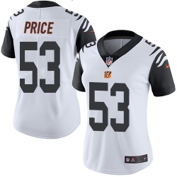 Women's Cincinnati Bengals  53 Billy Price White Stitched NFL Limited Rush Jersey