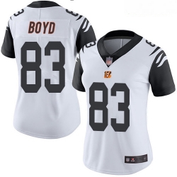 Women's Cincinnati Bengals  83 Tyler Boyd White Stitched Football Limited Rush Jersey