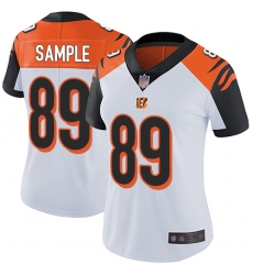 Women's Cincinnati Bengals 89 Drew Sample White Stitched Football Vapor Untouchable Limited Jersey