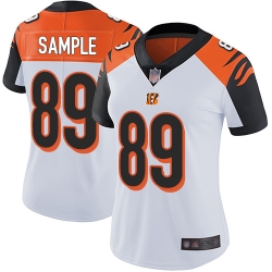 Women's Cincinnati Bengals 89 Drew Sample White Stitched Football Vapor Untouchable Limited Jersey