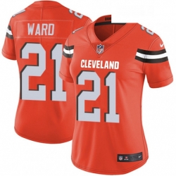 Women's Cleveland Browns 21 Denzel Ward Orange Alternate Vapor Untouchable Limited Player NFL Jersey